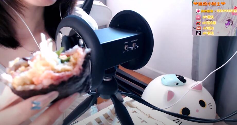 【Aki秋水ASMR】4.24跟秋水一起吃饭团叭~片尾惯例彩蛋 Aki's Chinese ASMR 吃播 relaxing-助眠云视听