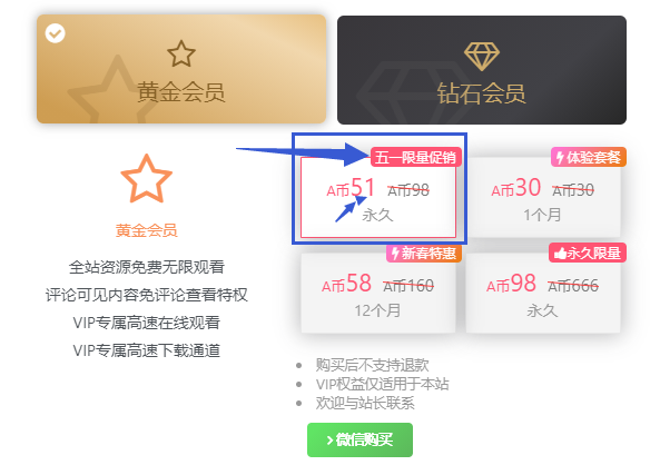 五一限量活动:永久黄金VIP 51元插图 五一限量活动:永久黄金VIP 51元插图